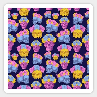 Colourful Skull and Flower Background Sticker